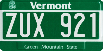 VT license plate ZUX921