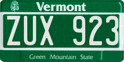 VT license plate ZUX923