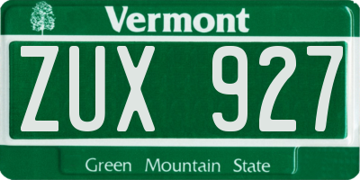 VT license plate ZUX927