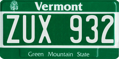 VT license plate ZUX932