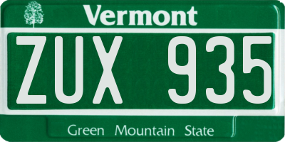 VT license plate ZUX935