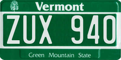 VT license plate ZUX940