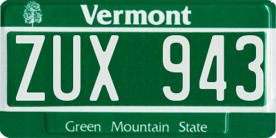 VT license plate ZUX943