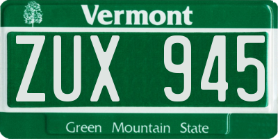VT license plate ZUX945