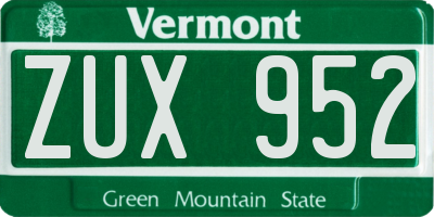 VT license plate ZUX952