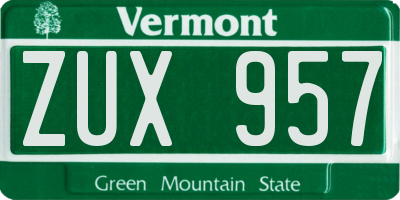 VT license plate ZUX957