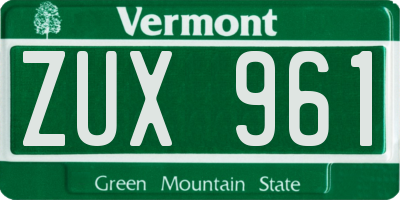 VT license plate ZUX961