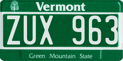 VT license plate ZUX963