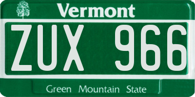 VT license plate ZUX966