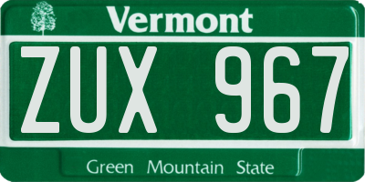 VT license plate ZUX967