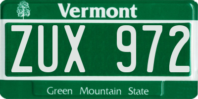 VT license plate ZUX972
