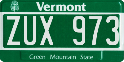 VT license plate ZUX973