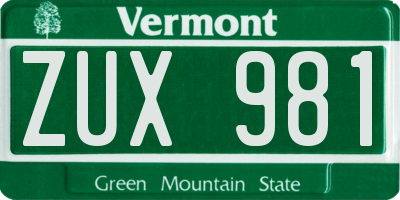 VT license plate ZUX981