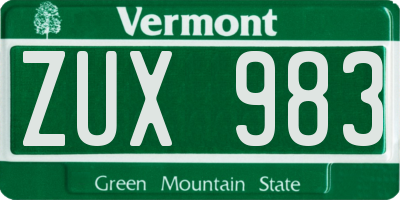 VT license plate ZUX983
