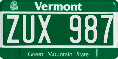 VT license plate ZUX987