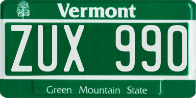 VT license plate ZUX990