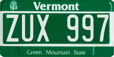 VT license plate ZUX997