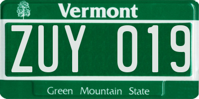 VT license plate ZUY019