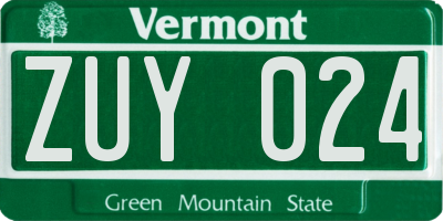 VT license plate ZUY024