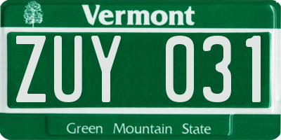 VT license plate ZUY031