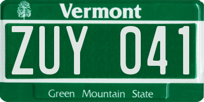 VT license plate ZUY041
