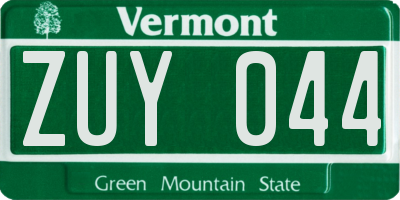 VT license plate ZUY044