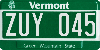 VT license plate ZUY045