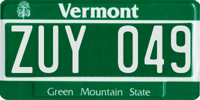 VT license plate ZUY049