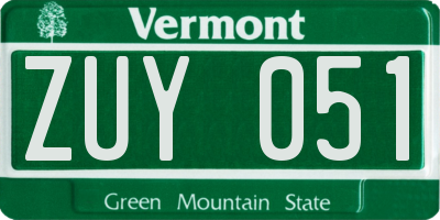 VT license plate ZUY051