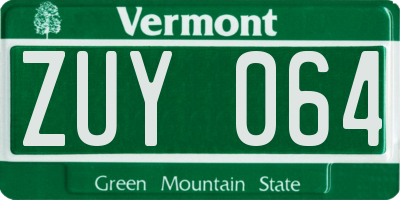 VT license plate ZUY064