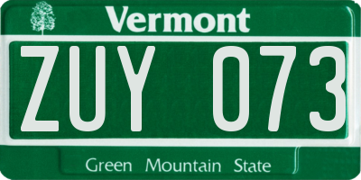VT license plate ZUY073