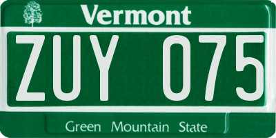 VT license plate ZUY075