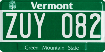 VT license plate ZUY082