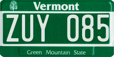 VT license plate ZUY085