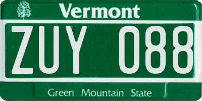 VT license plate ZUY088