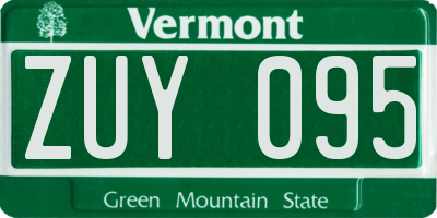 VT license plate ZUY095