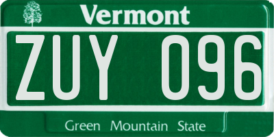 VT license plate ZUY096