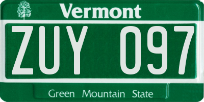 VT license plate ZUY097