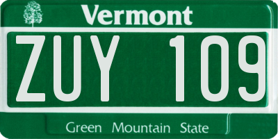 VT license plate ZUY109