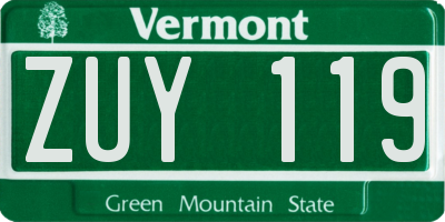 VT license plate ZUY119