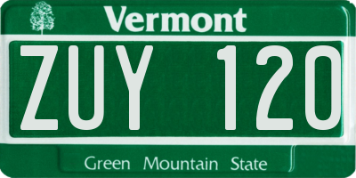 VT license plate ZUY120