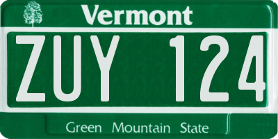 VT license plate ZUY124