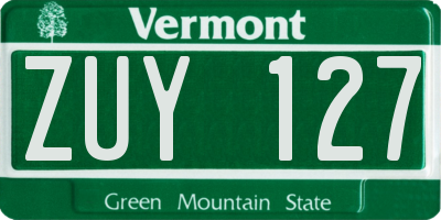 VT license plate ZUY127