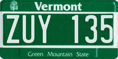 VT license plate ZUY135