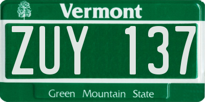 VT license plate ZUY137