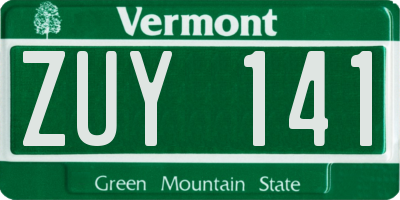 VT license plate ZUY141