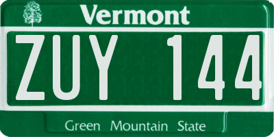 VT license plate ZUY144