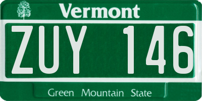 VT license plate ZUY146