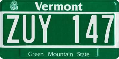 VT license plate ZUY147