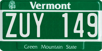 VT license plate ZUY149